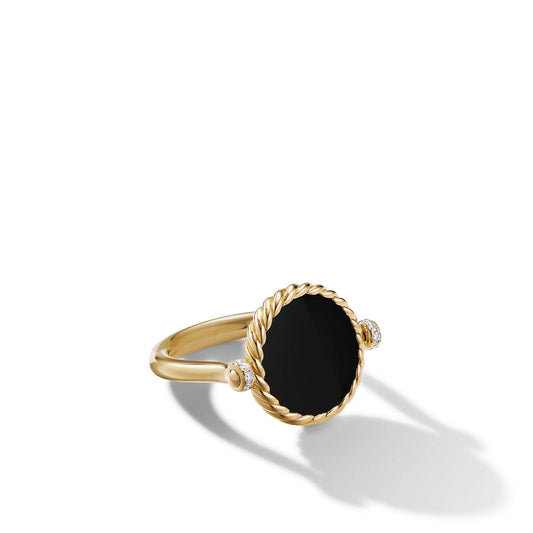 DY Elements Reversible Swivel Ring in 18K Yellow Gold with Black Onyx and Mother of Pearl and Pave Diamonds - David Yurman- Diamond Cellar