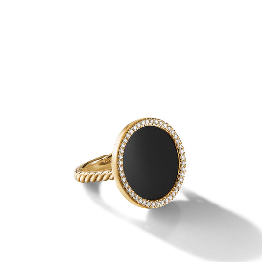 DY Elements Ring in 18K Yellow Gold with Black Onyx and Pave Diamonds - David Yurman- Diamond Cellar