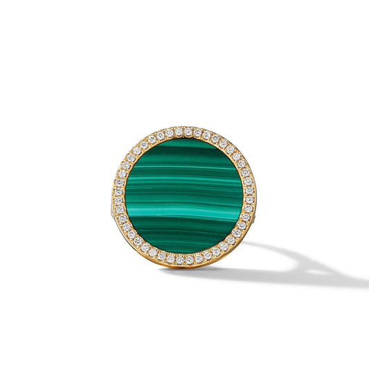 DY Elements Ring in 18K Yellow Gold with Malachite and Pave Diamonds - David Yurman- Diamond Cellar