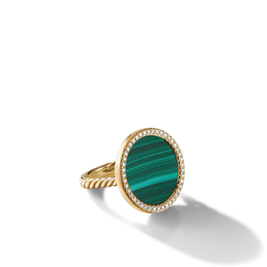 DY Elements Ring in 18K Yellow Gold with Malachite and Pave Diamonds - David Yurman- Diamond Cellar