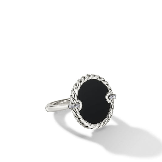 DY Elements Ring with Black Onyx and Pave Diamonds - David Yurman- Diamond Cellar