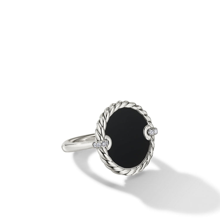 DY Elements Ring with Black Onyx and Pave Diamonds - David Yurman- Diamond Cellar