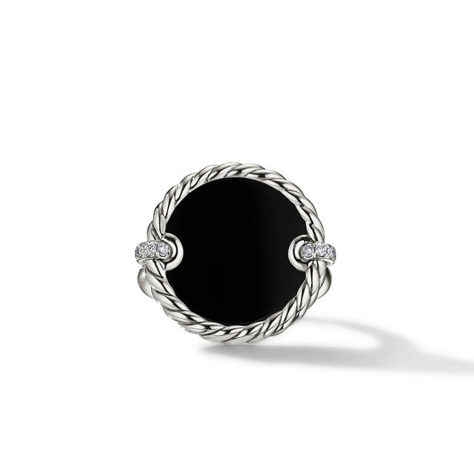 DY Elements Ring with Black Onyx and Pave Diamonds - David Yurman- Diamond Cellar
