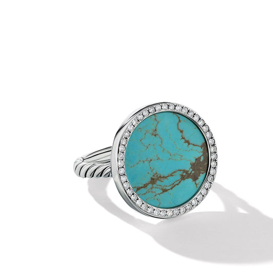 DY Elements Ring with Turquoise and Pave Diamonds - David Yurman- Diamond Cellar
