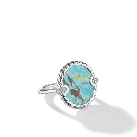 DY Elements Ring with Turquoise and Pave Diamonds - David Yurman- Diamond Cellar