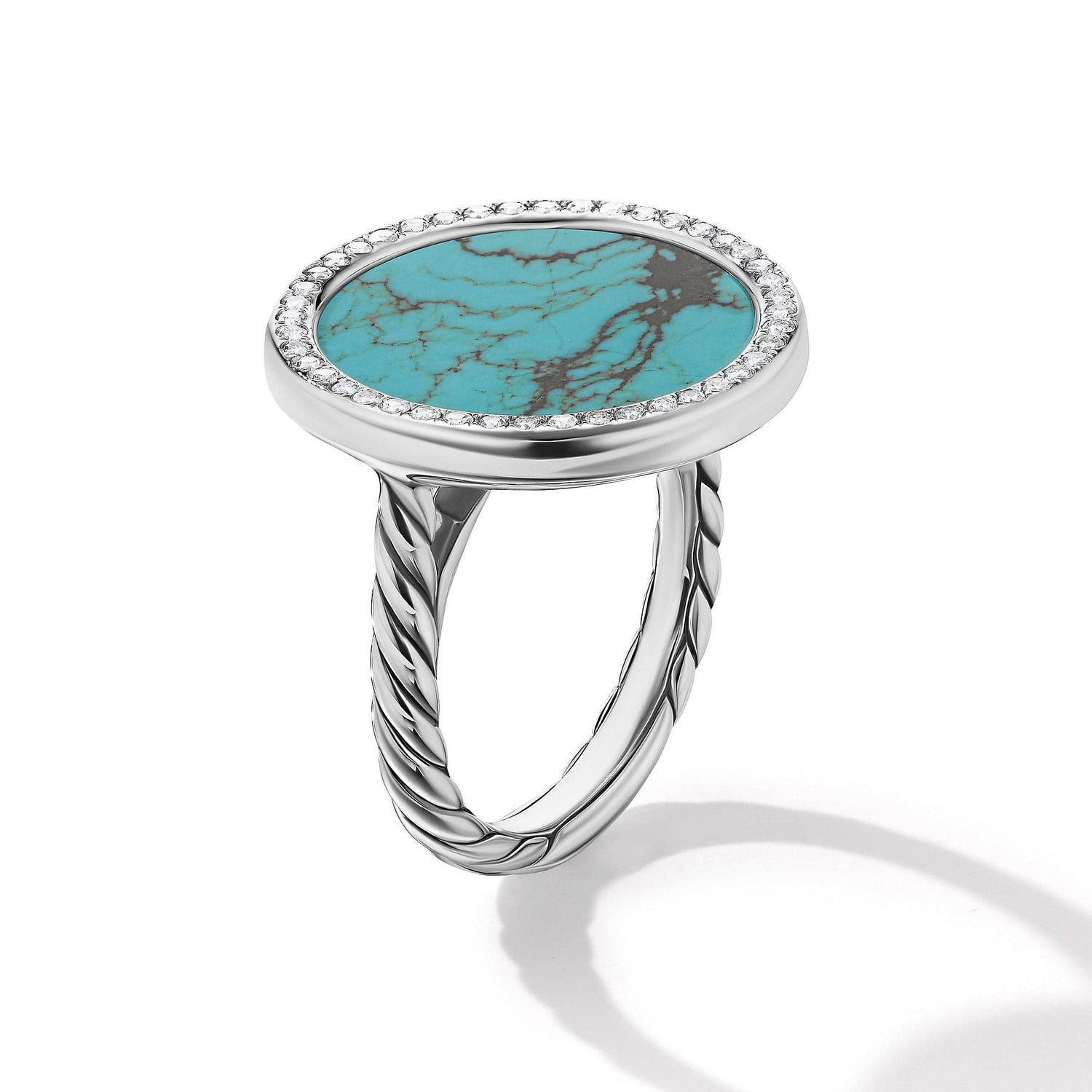 DY Elements Ring with Turquoise and Pave Diamonds - David Yurman- Diamond Cellar