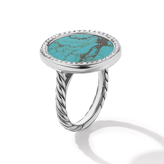 DY Elements Ring with Turquoise and Pave Diamonds - David Yurman- Diamond Cellar