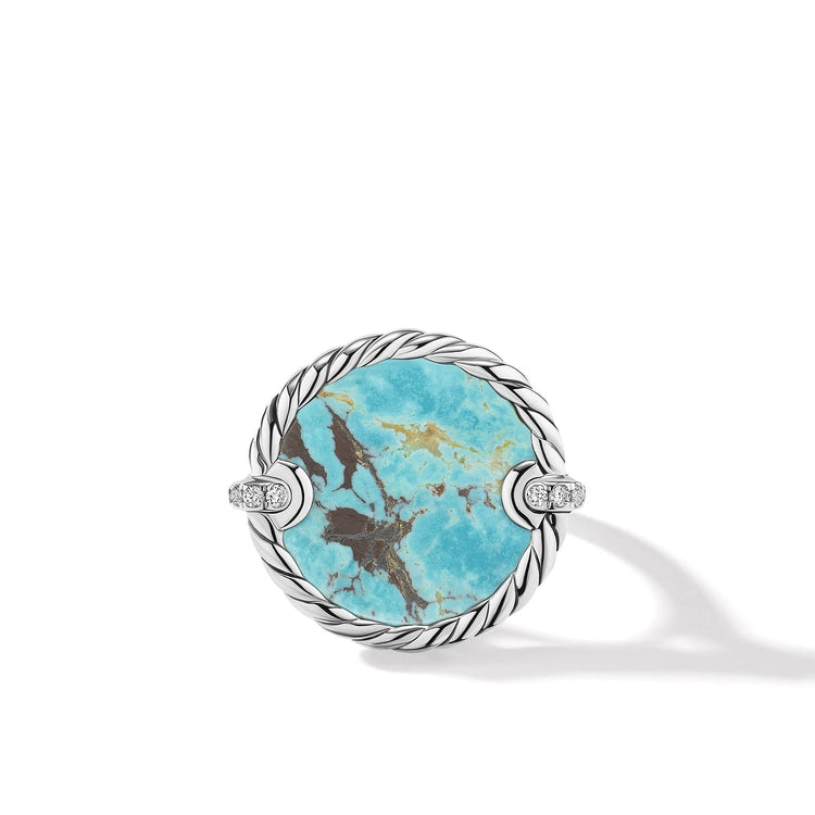 DY Elements Ring with Turquoise and Pave Diamonds - David Yurman- Diamond Cellar