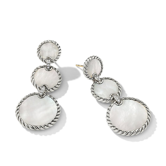 DY Elements Triple Drop Earrings with Mother of Pearl and Pave Diamonds - David Yurman- Diamond Cellar