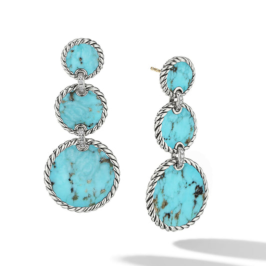 DY Elements Triple Drop Earrings with Turquoise and Pave Diamonds - David Yurman- Diamond Cellar