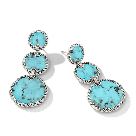 DY Elements Triple Drop Earrings with Turquoise and Pave Diamonds - David Yurman- Diamond Cellar