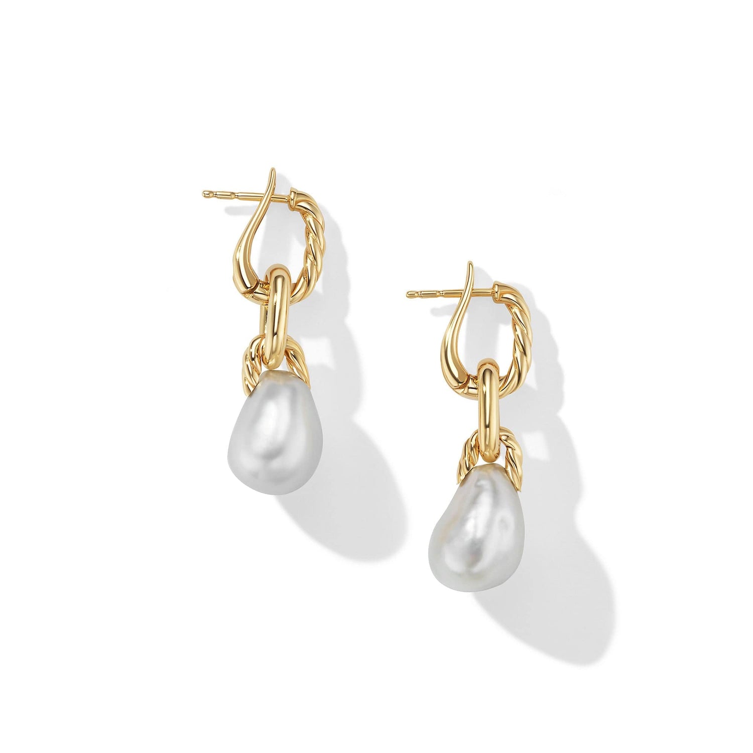 DY Madison Pearl Chain Drop Earrings in 18K Yellow Gold - David Yurman- Diamond Cellar