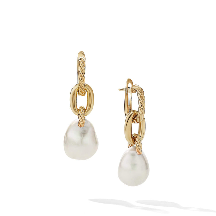 DY Madison Pearl Chain Drop Earrings in 18K Yellow Gold - David Yurman- Diamond Cellar