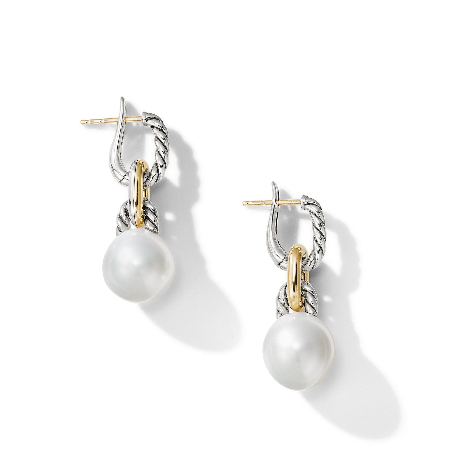 DY Madison Pearl Chain Drop Earrings with 18K Yellow Gold - David Yurman- Diamond Cellar