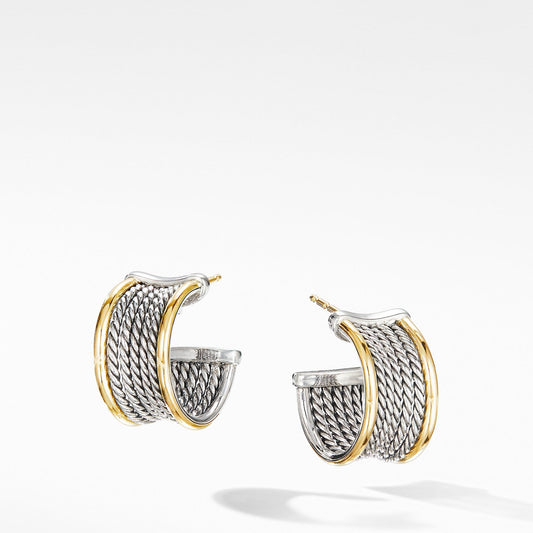 DY Origami Cable Huggie Hoops with 18K Yellow Gold - David Yurman- Diamond Cellar