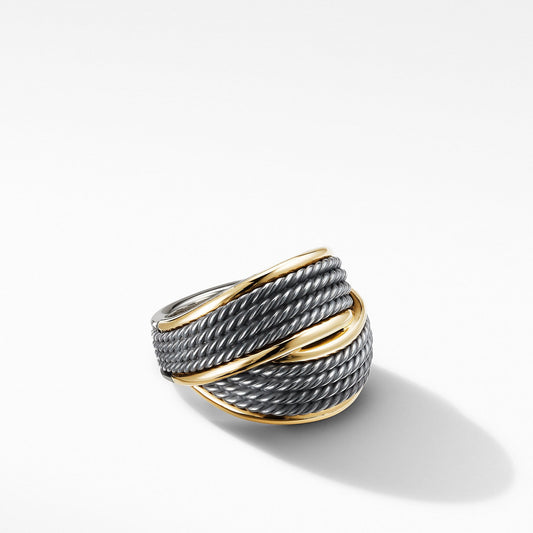 DY Origami Crossover Ring in Blackened Silver - David Yurman- Diamond Cellar