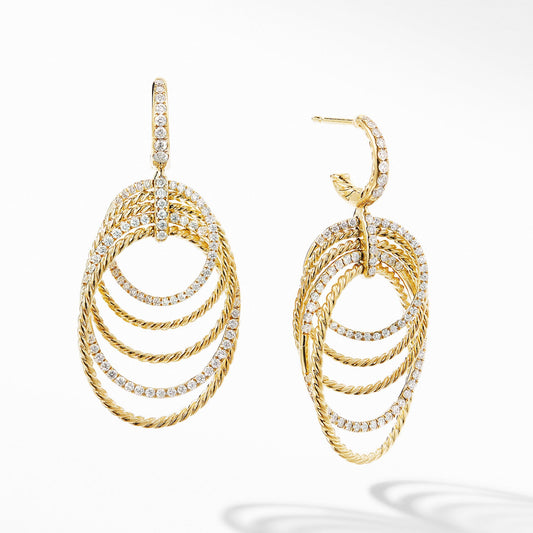 DY Origami Drop Earrings in 18K Yellow Gold with Diamonds - David Yurman- Diamond Cellar