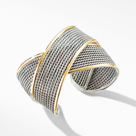 DY Origami Large Crossover Cuff Bracelet with 18K Yellow Gold - David Yurman- Diamond Cellar