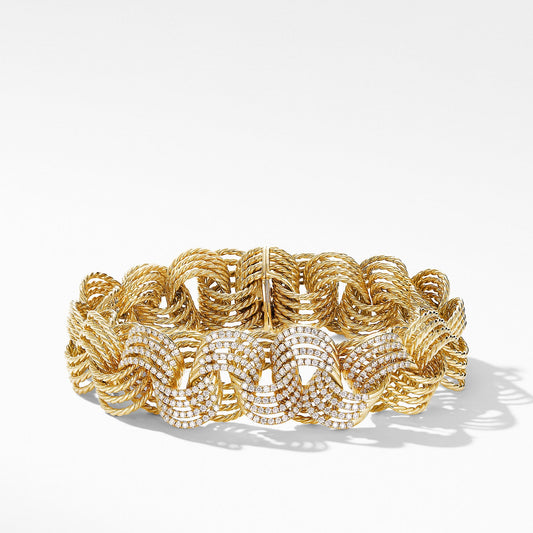 DY Origami Micro Cable Bracelet in 18K Yellow Gold with Diamonds - David Yurman- Diamond Cellar