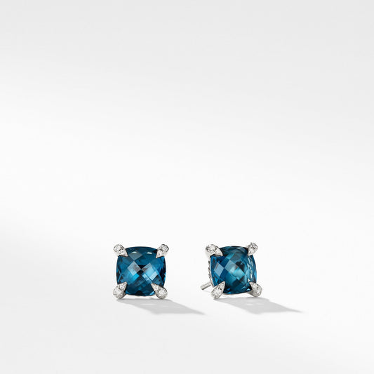 Earrings with Hampton Blue Topaz and Diamonds - David Yurman- Diamond Cellar