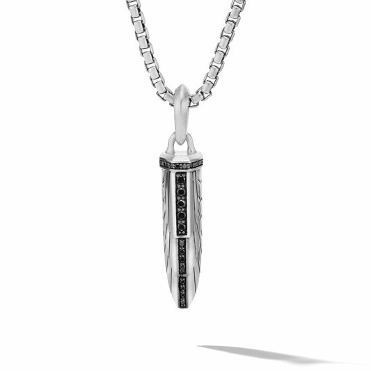 Empire Amulet in Sterling Silver with Pave Black Diamonds - David Yurman- Diamond Cellar