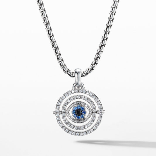Evil Eye Mobile Amulet in 18K White Gold with Pave Blue Sapphires and Diamonds - David Yurman- Diamond Cellar