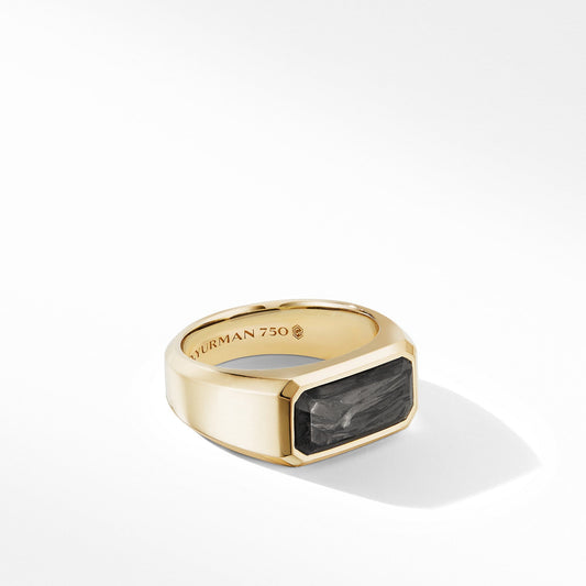 Forged Carbon Signet Ring in 18K Yellow Gold - David Yurman- Diamond Cellar