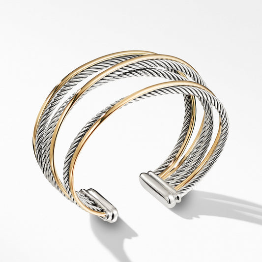 Four-Row Cuff Bracelet with Gold - David Yurman- Diamond Cellar