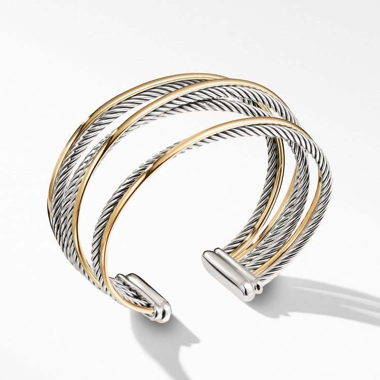 Four-Row Cuff Bracelet with Gold - David Yurman- Diamond Cellar