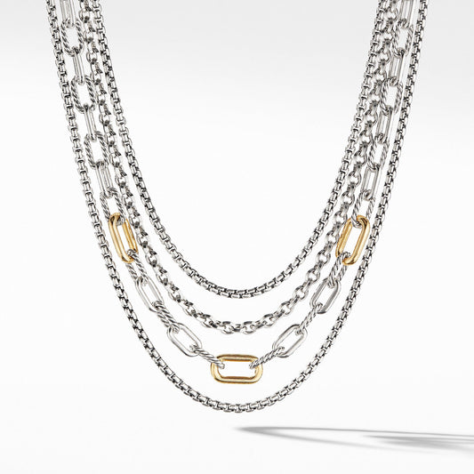 Four Row Mixed Chain Bib Necklace with 18K Yellow Gold - David Yurman- Diamond Cellar