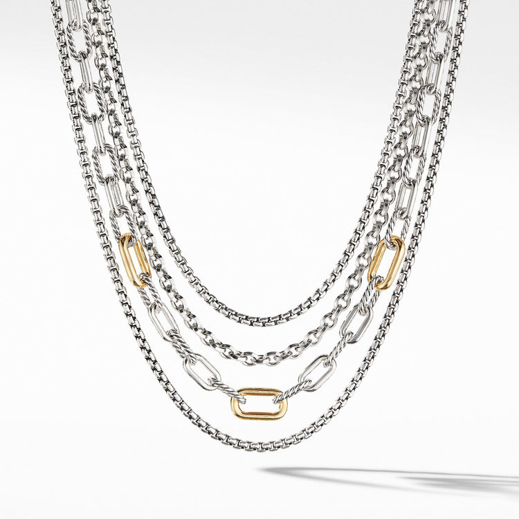 Four Row Mixed Chain Bib Necklace with 18K Yellow Gold - David Yurman- Diamond Cellar