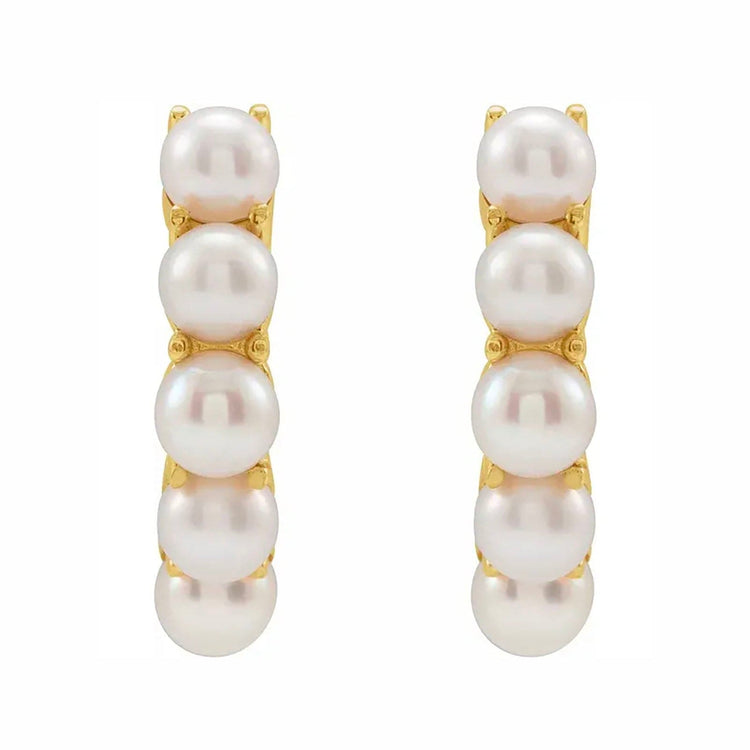 Freshwater Cultured Pearl Huggie Earrings - Diamond Cellar- Diamond Cellar