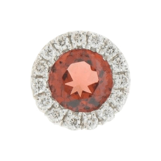 Garnet with Diamond Halo Encore Slide Pendant - Diamond Cellar- Diamond Cellar