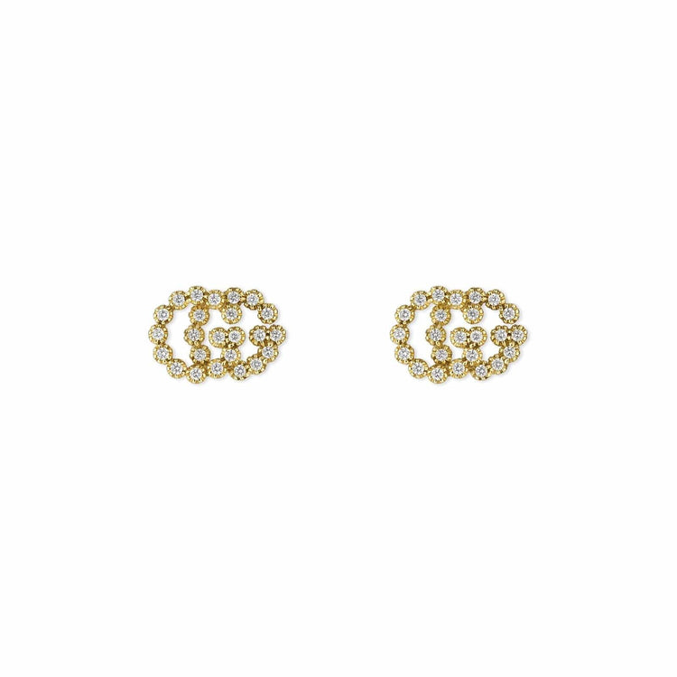 GG Running Stud Earrings with Diamonds - Gucci- Diamond Cellar