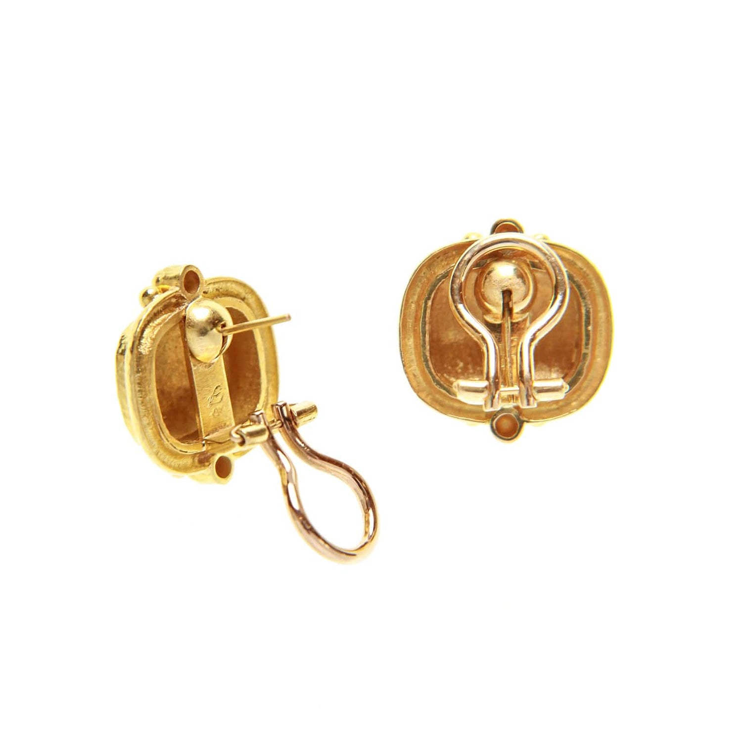 Gold Horizontal Cushion Earrings - Elizabeth Locke Jewels- Diamond Cellar