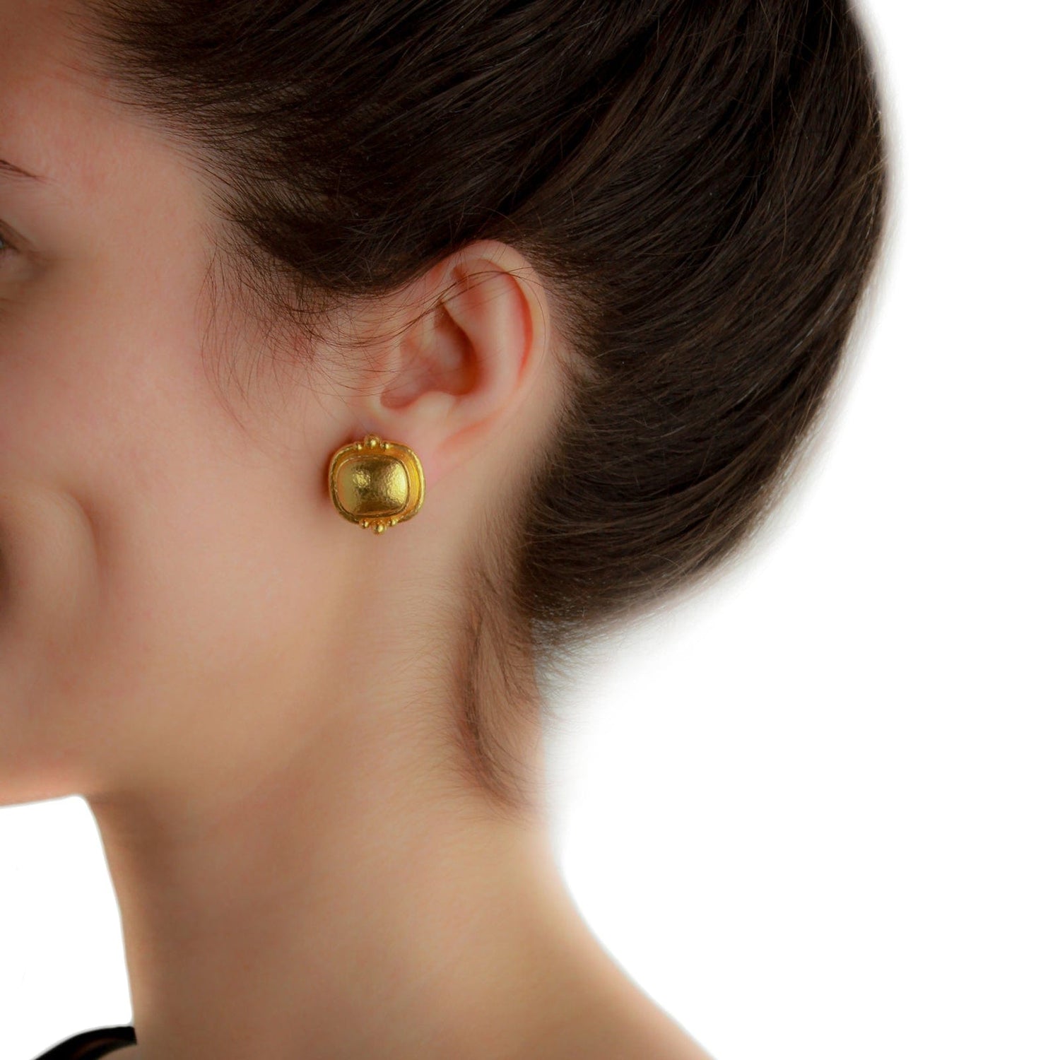Gold Horizontal Cushion Earrings - Elizabeth Locke Jewels- Diamond Cellar