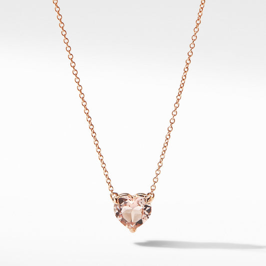 Heart Pendant Necklace in 18K Rose Gold with Morganite - David Yurman- Diamond Cellar