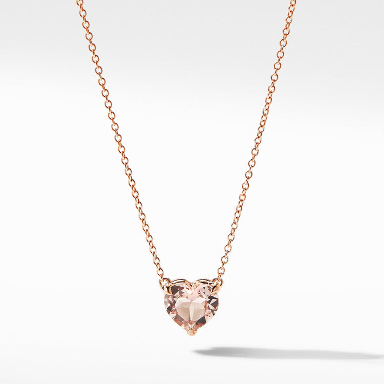 Heart Pendant Necklace in 18K Rose Gold with Morganite - David Yurman- Diamond Cellar