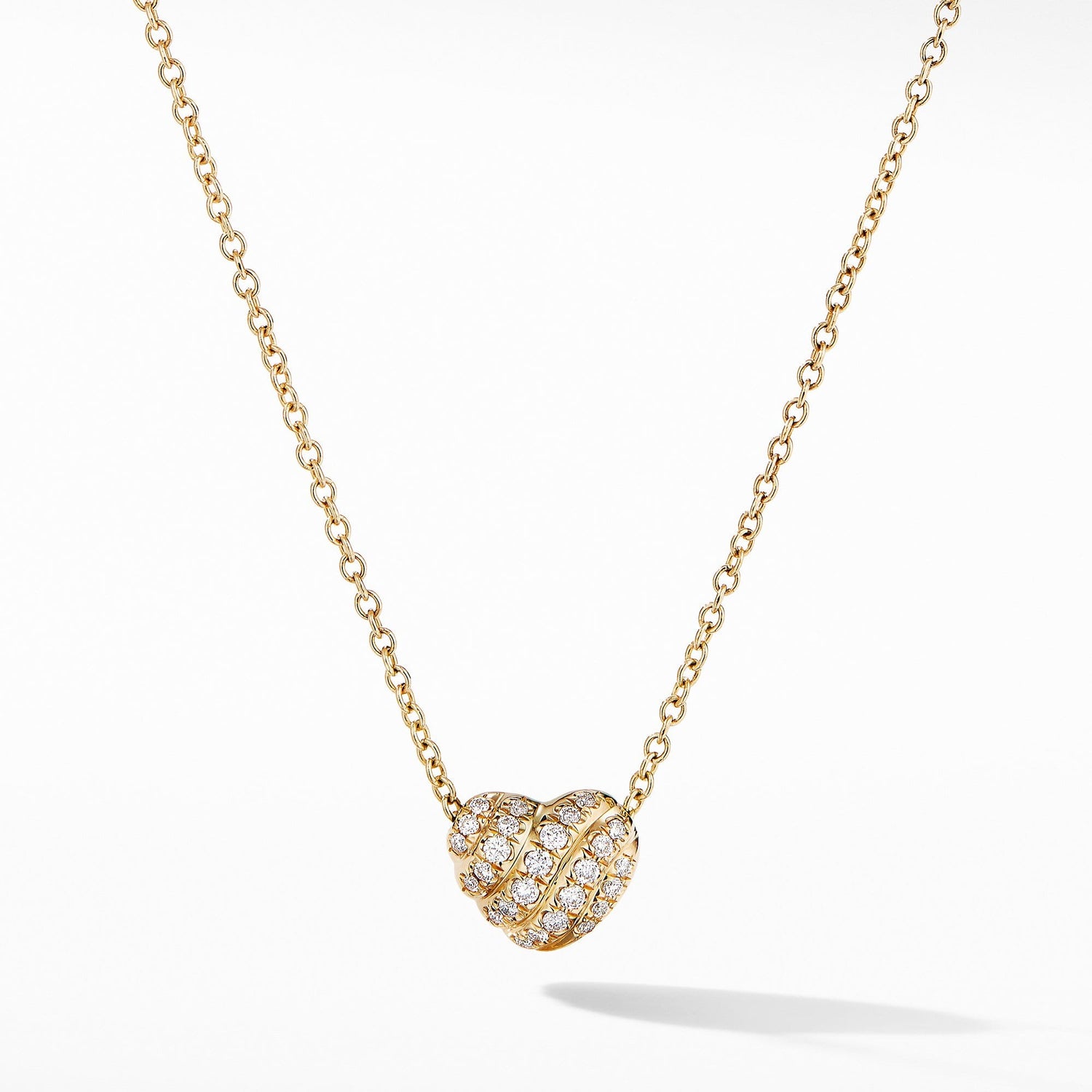 Heart Pendant Necklace in 18K Yellow Gold with Pave Diamonds - David Yurman- Diamond Cellar