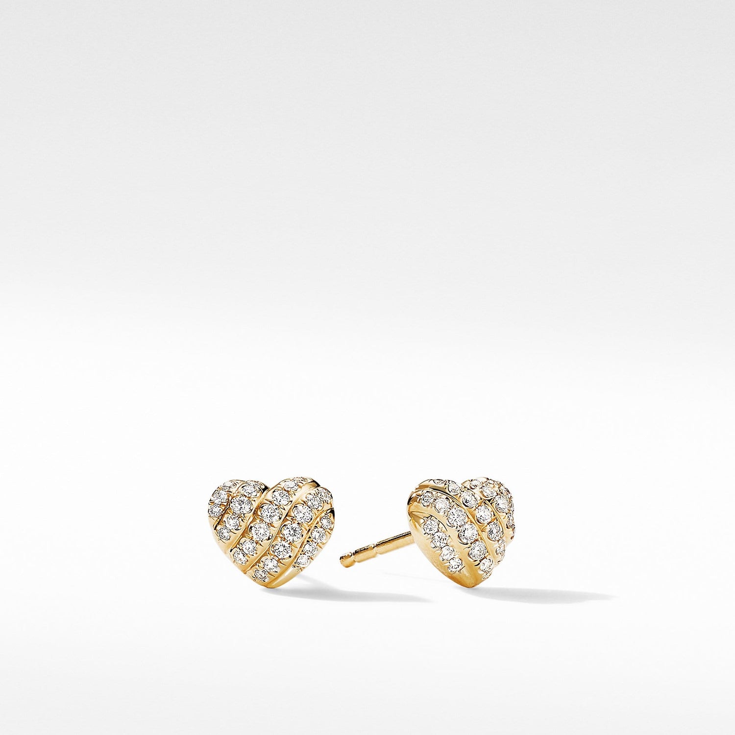 Heart Stud Earrings in 18K Yellow Gold with Pave Diamonds - David Yurman- Diamond Cellar