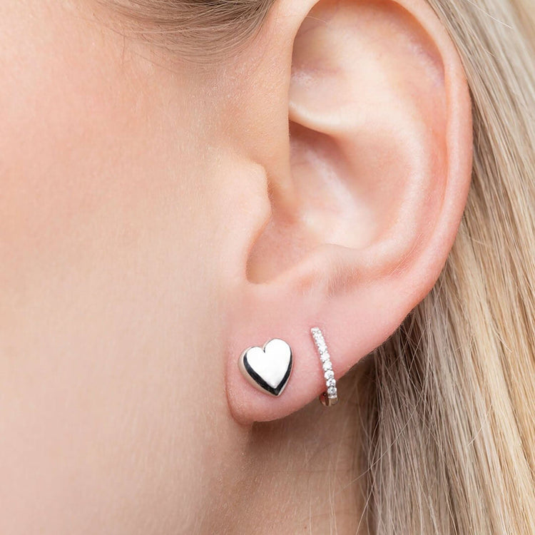 Heart Stud Earrings in White Gold - Diamond Cellar- Diamond Cellar