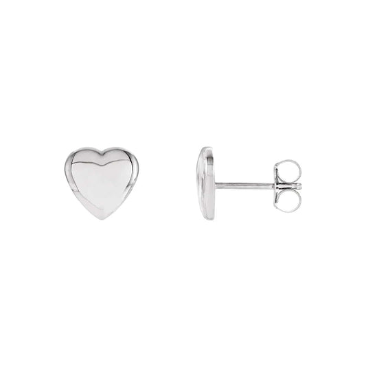 Heart Stud Earrings in White Gold - Diamond Cellar- Diamond Cellar