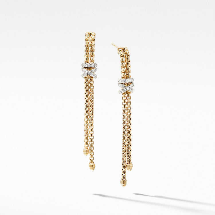 Helena Box Chain Earrings in 18K Yellow Gold with Diamonds - David Yurman- Diamond Cellar
