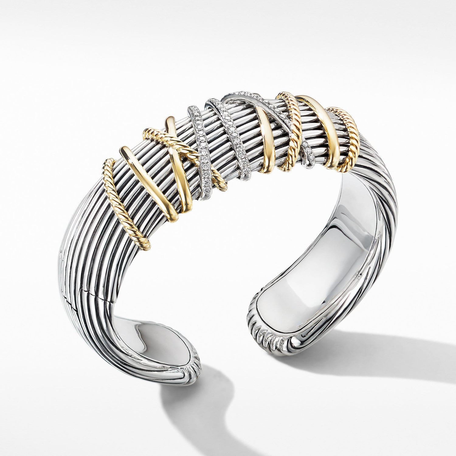 Helena Cuff Bracelet with 18K Yellow Gold and Diamonds - David Yurman- Diamond Cellar