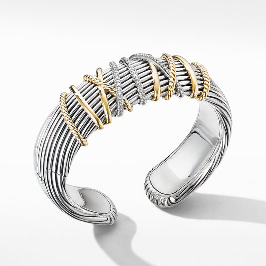 Helena Cuff Bracelet with 18K Yellow Gold and Diamonds - David Yurman- Diamond Cellar