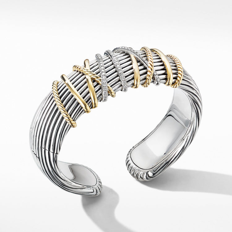 Helena Cuff Bracelet with 18K Yellow Gold and Diamonds - David Yurman- Diamond Cellar