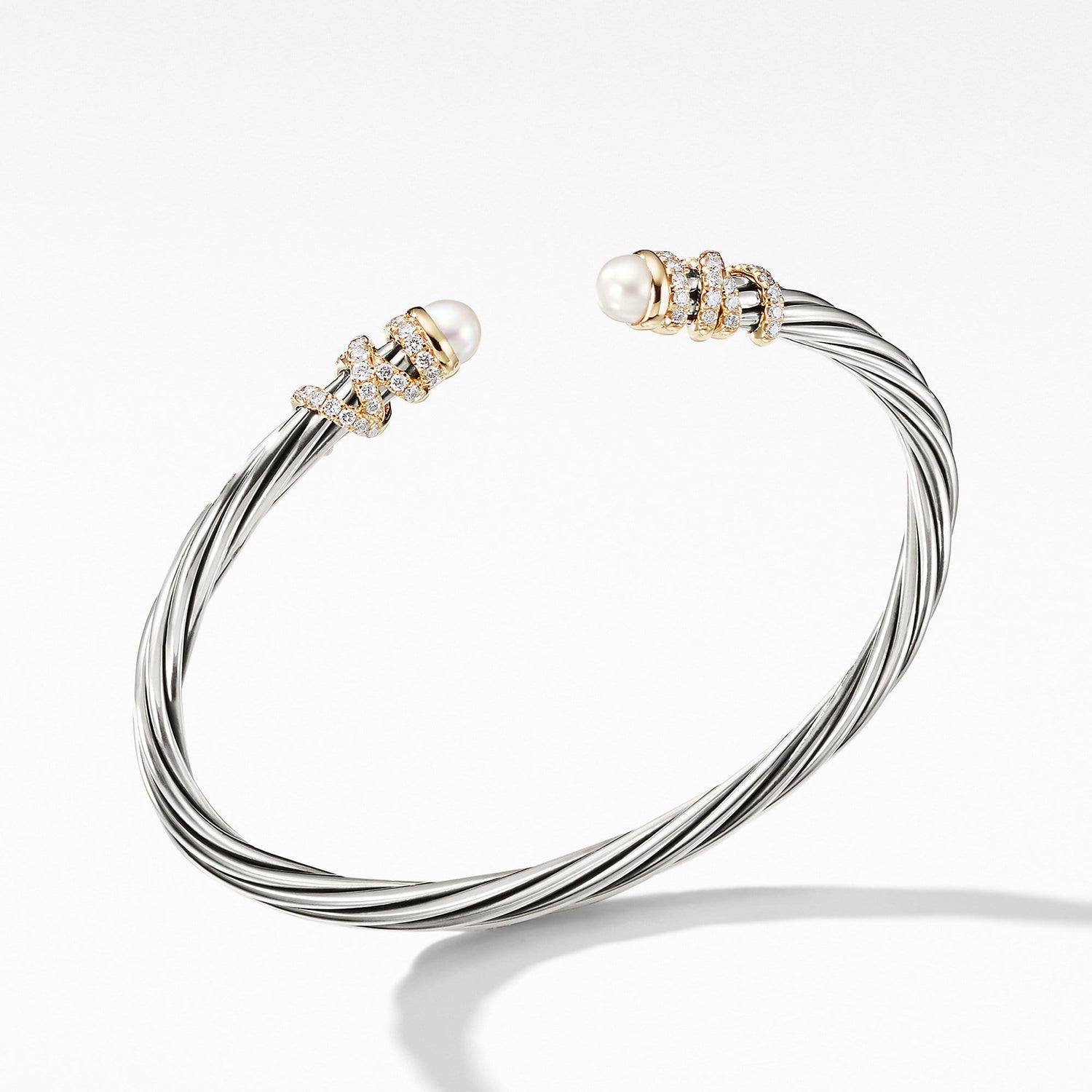 Helena End Station Bracelet with Pearls, Diamonds and 18K Gold, 4mm - David Yurman- Diamond Cellar