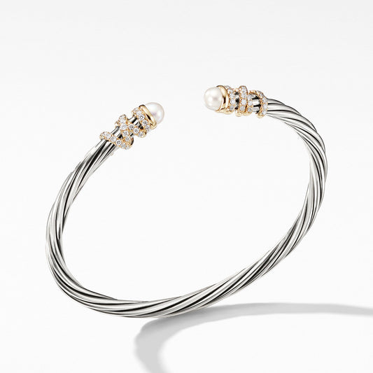 Helena End Station Bracelet with Pearls, Diamonds and 18K Gold, 4mm - David Yurman- Diamond Cellar