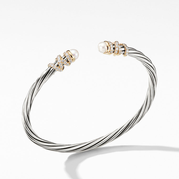 Helena End Station Bracelet with Pearls, Diamonds and 18K Gold, 4mm - David Yurman- Diamond Cellar
