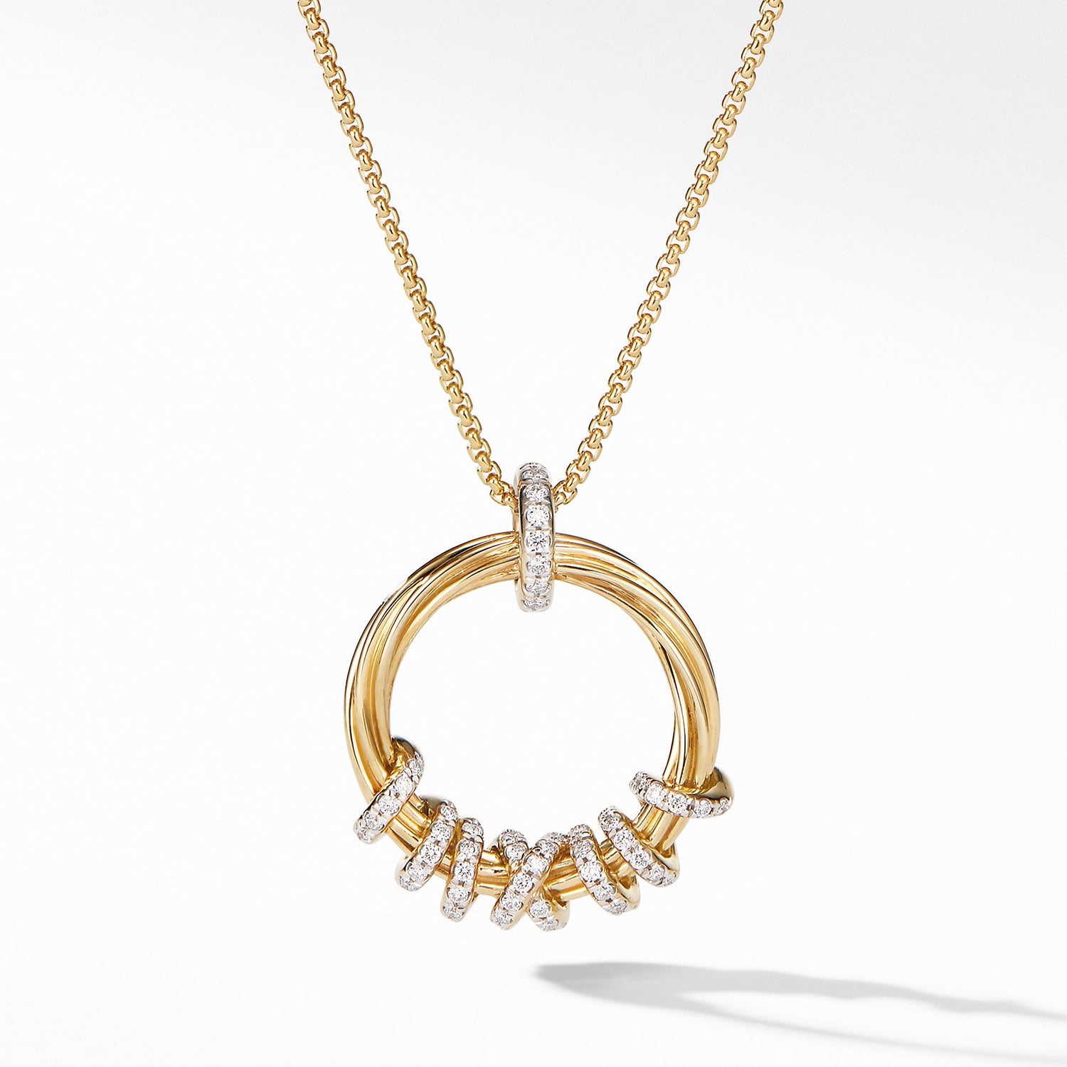 Helena Round Pendant Necklace in 18K Yellow Gold with Diamonds - David Yurman- Diamond Cellar